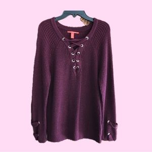 Laced Front Maroon Sweater
